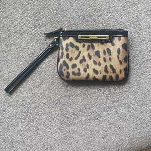 Nine West Leopard Print Wristlet Clutch in Brown and Black